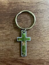 Camouflage Cross Pine Tree Key Ring Two Free Holy Cards picture