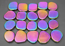 1/2 lb XL MAGNETIC Rainbow Hematite Palm Worry Stone (Crystal Shiny Magnet) 8 oz picture