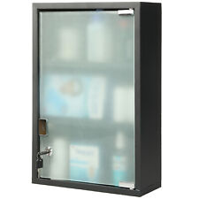 18-Inch Wall-Mounted Metal First Aid Cabinet with Locking Glass Door & Keys picture