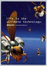 Robot Bee Insect Absolut Kelly Advertisement Card Max Racks Card Vintage Vodka picture