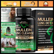 Mullein Lung Detox - Mullein Leaf 10:1 Extract Supplement - 60 Vegan Caps picture