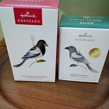 SET 2026 Hallmark Keepsake LIMITED Ghost & Black Magpie Beauty of Birds Ornament picture