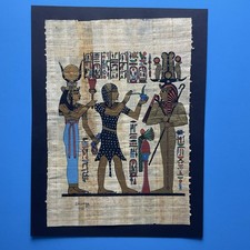 Authentic Hand Painted Ancient Egyptian Papyrus, Hathor, Seti And Osiris 9x12” picture