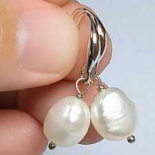 9-10MM Natural AAA Baroque Freshwater pearl Dangle Earrings Gold Children picture