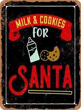 Metal Sign - Milk & Cookies For Santa - Vintage Look picture
