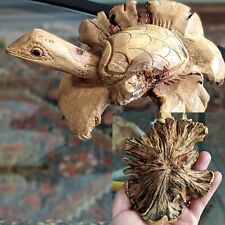 Hand Carved Turtle Burl Parasite Wood Art Sculpture Statue Nautical Natural Vtg picture