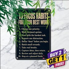 Productivity Tips Checklist Sign Bold Typography Office Metal Wall Plaque picture