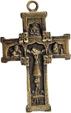 Antique ornate solid bronze Catholic pectoral crucifix from the 1920s picture