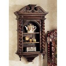 17th Century Solid Mahogany Antique Replica Wall Hang Curio Collectibles Cabinet picture