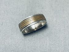 INCREDIBLE VINTAGE NAVAJO STERLING SILVER 12KGF TWO-TONE BAND RING picture