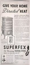 1933 Superfex Oil Fuel Burning Heating Stove Radiant Reservoir Vintage Print Ad picture