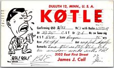 1963 QSL Radio Card Code KOTLE Duluth Minnesota Amateur Station Posted Postcard picture