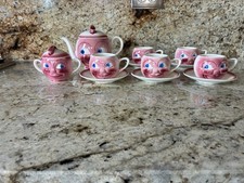 Vintage J Milota Czechoslovakia Moon Face Tea Set 1920s Porzelanit Googly Eye picture