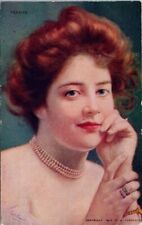 Portrait of Pretty Woman 'Pensive' c1902 WH Carpenter Postcard G16 picture