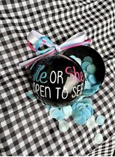 Gender Reveal Ornament- He Or She Open To See- Boy Or Girl picture