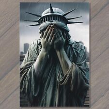 Postcard Sorrowful Statue of Liberty Weeps in the Rain, City Background. 🗽😢🌧️ picture