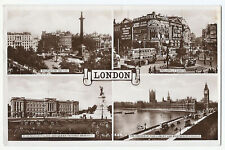 London England, Old PC, City Landmarks-4 Views, RPPC-1956 picture