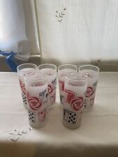 Vintage Harold's Club Frosted 8oz Highball Glass Set of 6 Cards Red White Black picture