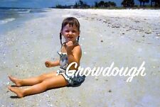 Original Beach Ocean Sand Seashells Adorable Girl 35mm Photo Photo Slide 1960s picture
