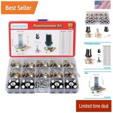 80 Pcs Potentiometer Kit with Knobs B1K 2K 5K 10K 20K 50K 100K 250K 500K 1M Ohm picture