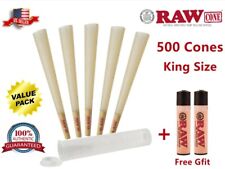 Authentic RAW Classic King Size Pre-Rolled Cones 500 Pack & Free Clipper Lighter picture