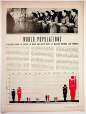 1940s World Populations Magazine Article Global Demographics Ephemera picture