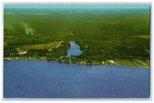 c1960 Aerial View River Hamlin Lake Ludington Michigan Vintage Antique Postcard picture