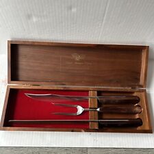 Dexter No-Stain Connoisseur Carving Set 3 Piece Case Brown Handles Knives USA picture