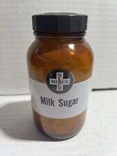 Vintage Merck & Co Milk Sugar Amber Maryland Glass Pharmaceutical Bottle picture