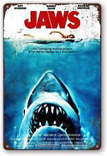 NEW 1975 Jaws Movie Vintage Look Reproduction Tin Metal Sign 12X8 Inch picture