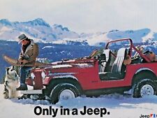  1986 Jeep CJ Vintage Cowboy & Siberian Husky Original Print Ad 8.5 x 11
