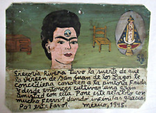 VTG 1945 HP MEXICAN TIN RETABLO VIRGEN DE SAN JUAN HELPS WOMAN BEFRIEND FRIDA picture