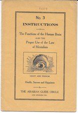 1913 Mentalism Booklet –Functions of the Brain by Arabian Guide Circle picture