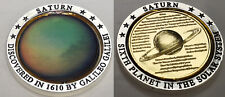 3D Gold Saturn Planet Coin Silver Rings Moon Moving Spinning Space 1610 Landing picture