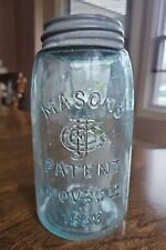Mason's Jar Early Antique Light Green CFJ Patent Nov 30th 1858 D350 on Bottom picture