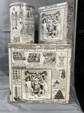 Christmas Advertising Tins Set of 3 Black & White Food Safe Decorative NEW picture