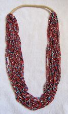 Santo Domingo Indian 20 Strand Turquoise Coral Lapis Jet Beads Necklace picture