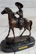 WILL ROGERS Western Bronze Cowboy Sculpture Statue on Marble Base by F Remington picture
