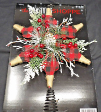 Hobby Lobby The Christmas Shoppe Rustic Red & Black Check Star Tree Topper picture