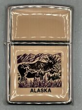 Vintage 1992 Scrimshaw Alaska Moose Double Side Zippo Lighter NEW Mint Condition picture