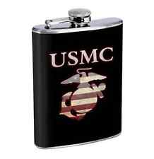 USMC Marines 8oz Stainless Steel Flask Drinking Whiskey picture