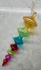 New Hand Blown Art Glass Rainbow Finial Christmas Ornament 10” Long picture