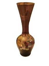 vintage hand painted floral glass vase picture