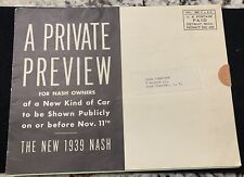 Rare 1939 Nash Advertising Mailing Brochure- Very Nice Condition  picture