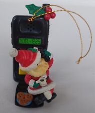 Vintage Santa Claus on Cell Mobile Phone Ornament 1996 Lustre Fame Cookies picture