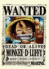 One Piece Luffy Anime Dictionary Art Print Poster Wanted Picture Manga Book  picture