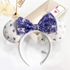 Disney Parks Minnie Ears Purple Heart Sequin Bow Exclusive Headband picture