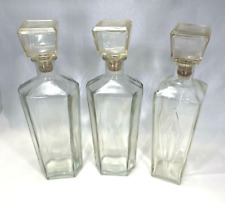 Lot of 3 Vintage Liquor Bottle Decanter with Stopper Heavy Clear Glass  12