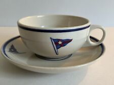 Vintage Mayer China Blue/Red Flag w/Star Yacht Club Restaurant Ware Cup & Saucer picture