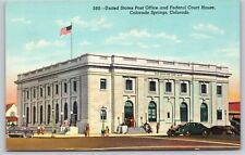 Postcard CO Colorado Springs United States Post Office And Federal Court U22 picture